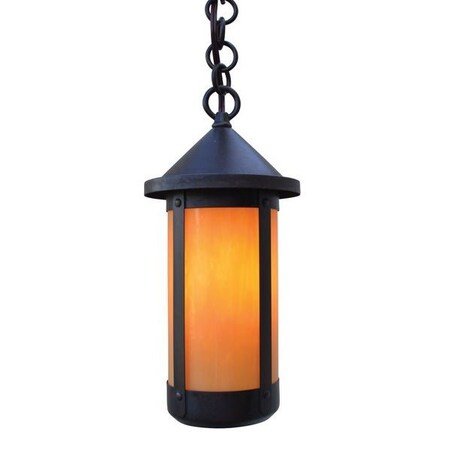 Arroyo Craftsman 6" Berkeley Long Body Pendant, Bronze, Amber Mica Glass BH-6LM-BZ